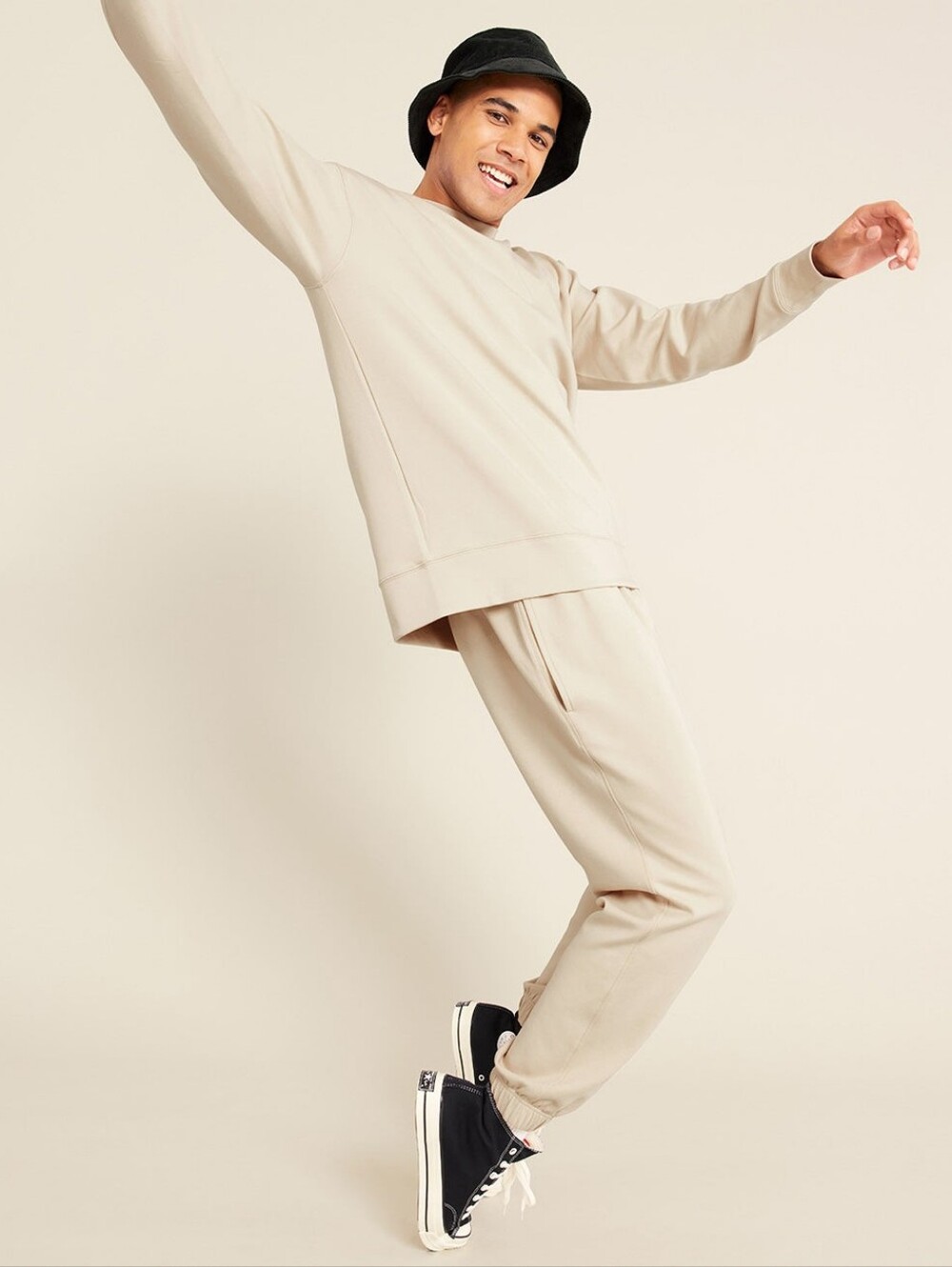 BOODY Unisex Bamboo Drawstring Joggers In Sand - Cream/Tan - Picture 2 of 6